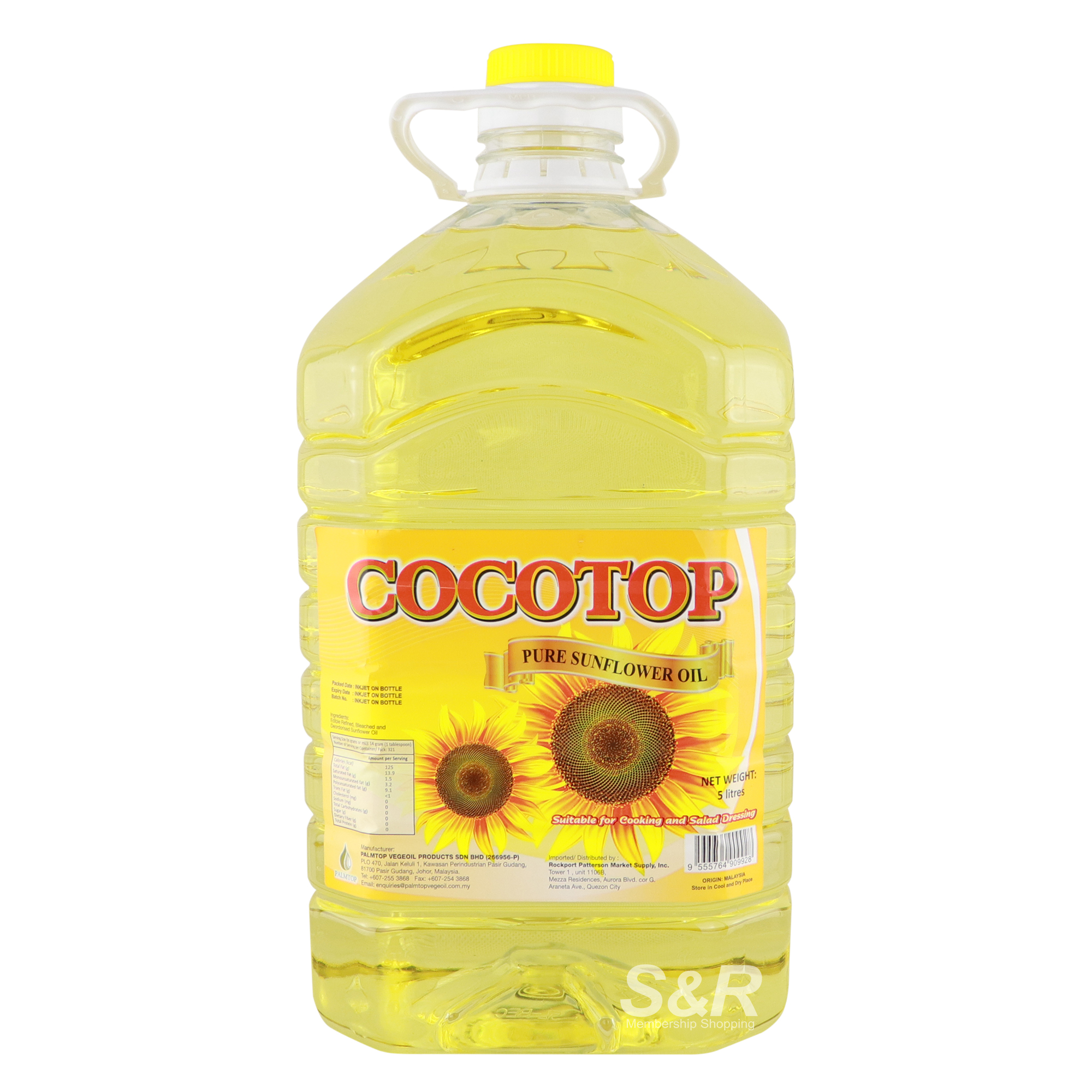 Cocotop Pure Sunflower Oil 5L